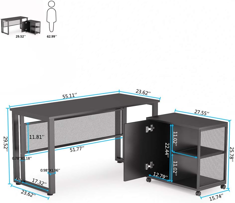 L-Shaped Computer Desk with File Cabinet M94470