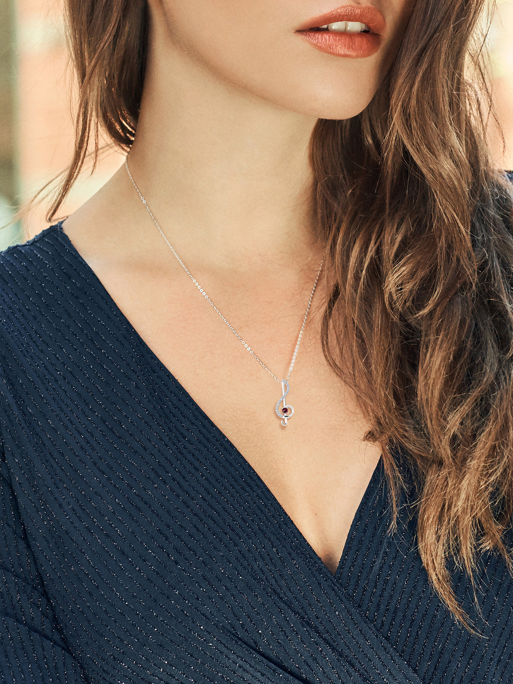 Treble Clef Music Note Pendant Necklace Set in 925 Sterling Silver with 18 inch Silver Chain F697275