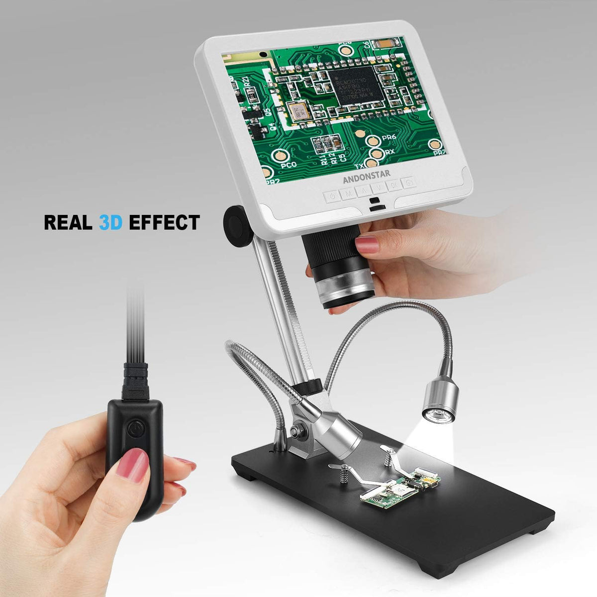 Digital Microscope 7 Inches LCD 1080P 200X Magnification Soldering Tool A8890