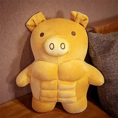 Cartoon Muscle Bear Plush Teddy Bear Large Doll, 27.5 inch D758