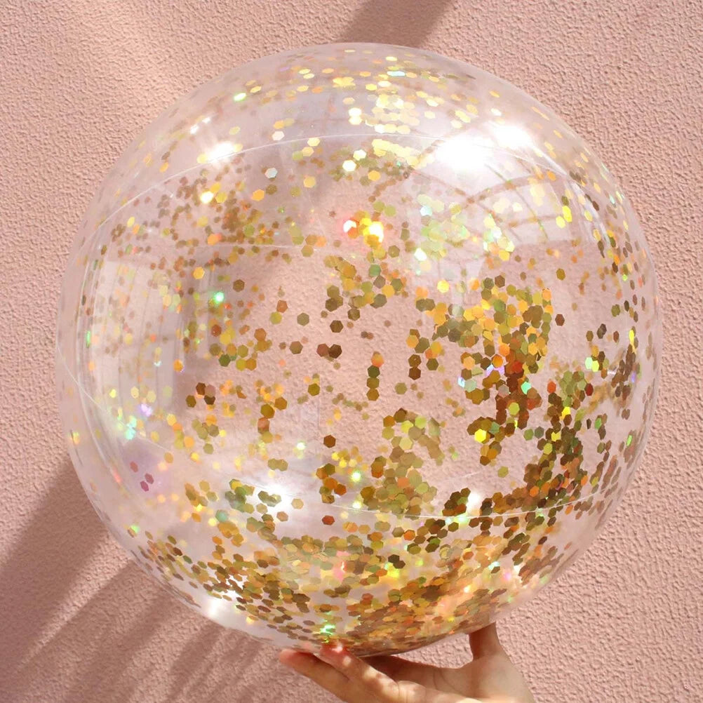 2pcs Glitter Sequin Beach Balls Inflatable PVC Toys with Pumps D597044