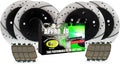 Front and Rear Drilled and Slotted Black Powder Coated Disc Brake Rotor & Pad Kit S7957
