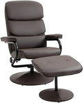 Brown PU Leather Swivel Recliner Chair with Ottoman L175
