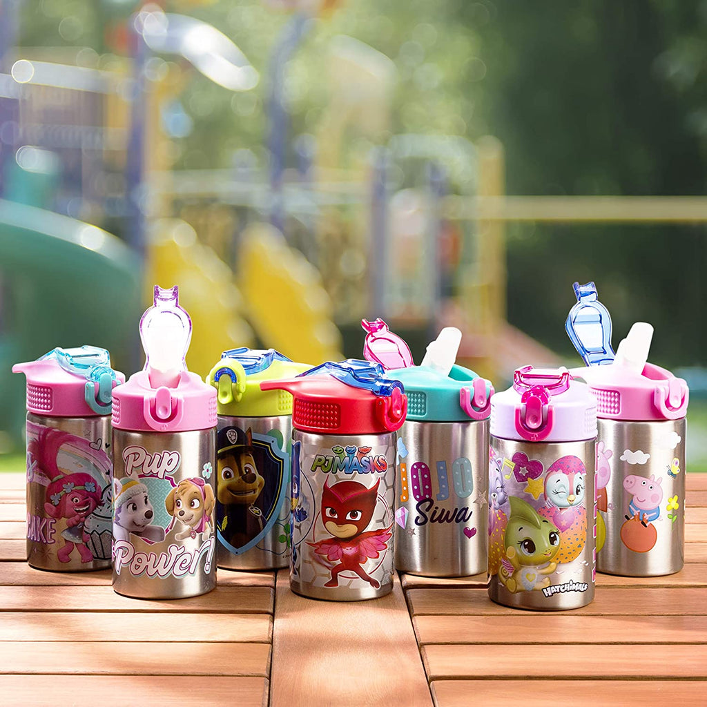 15.5oz Stainless Steel Kids Water Bottle with Flip-up Straw Spout O719604