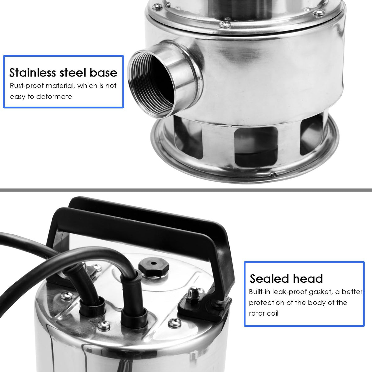 1.5 HP Stainless Steel Submersible Sump Pump with 15ft Cable and Float Switch G387