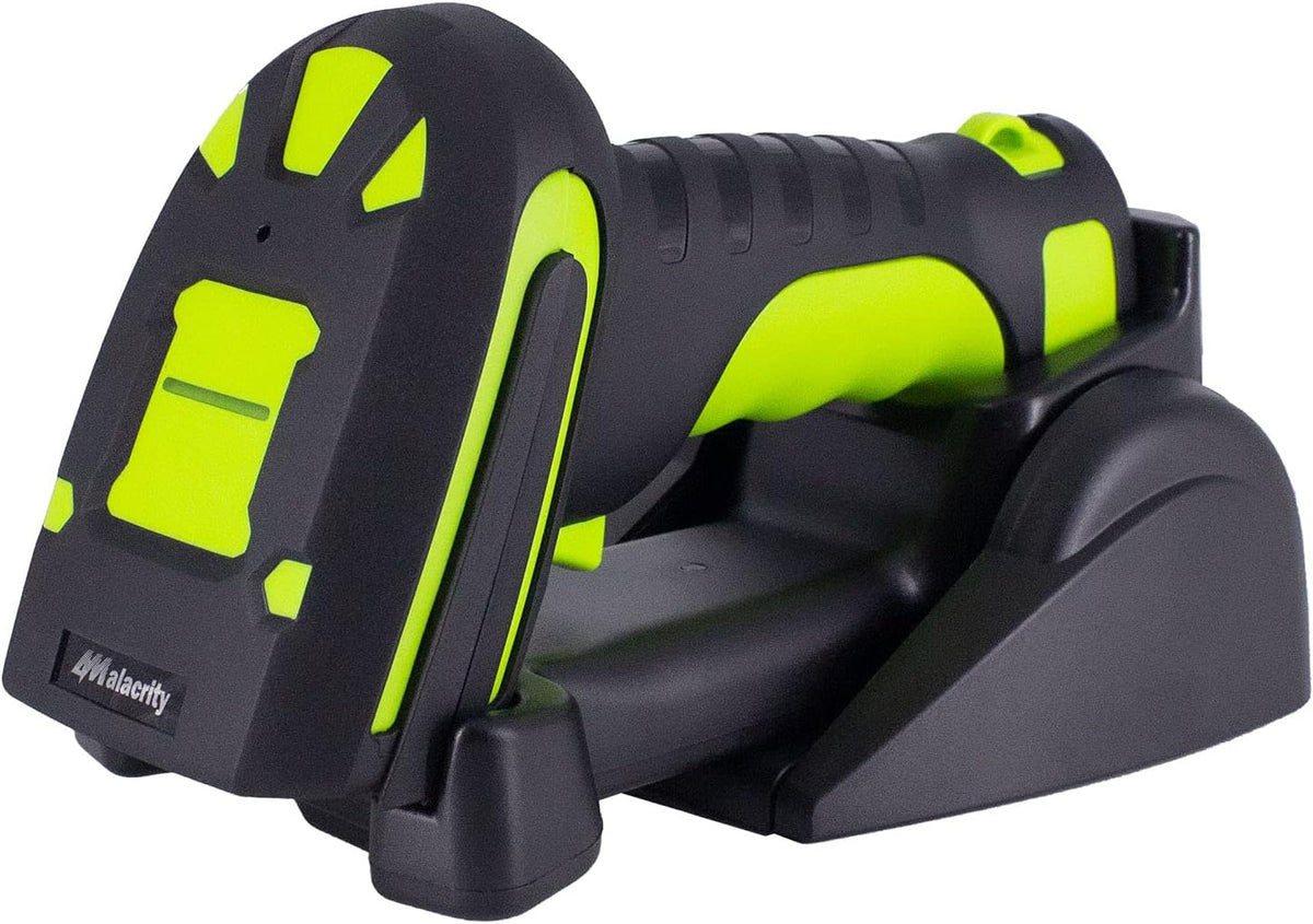 2D Industrial Barcode Scanner with Wireless Charging Stand, 433Mhz Wireless & Bluetooth 2in1 Barcode Reader, Pack of 2 Q1137