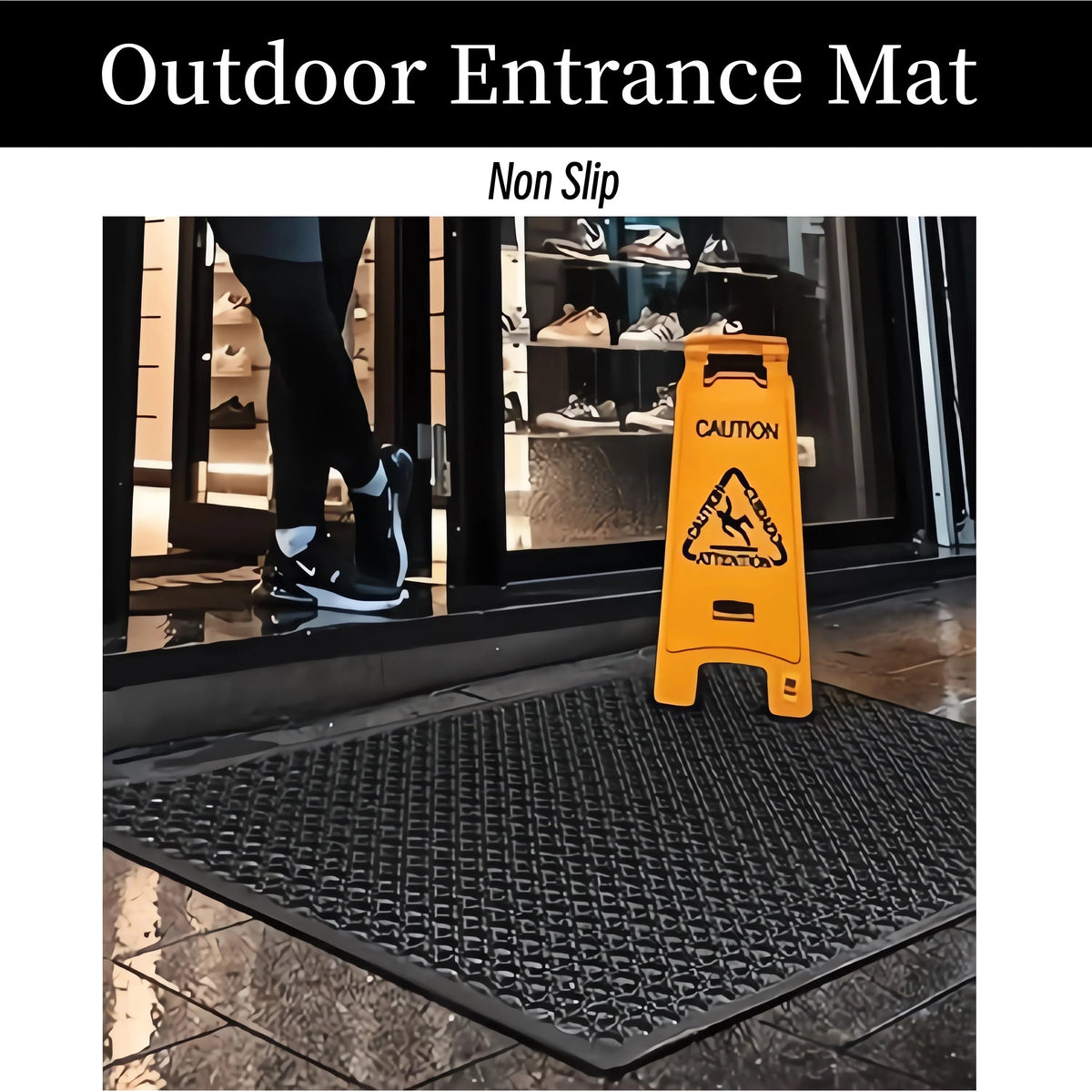 Black Non-Slip Rubber Kitchen Floor Mat H84353