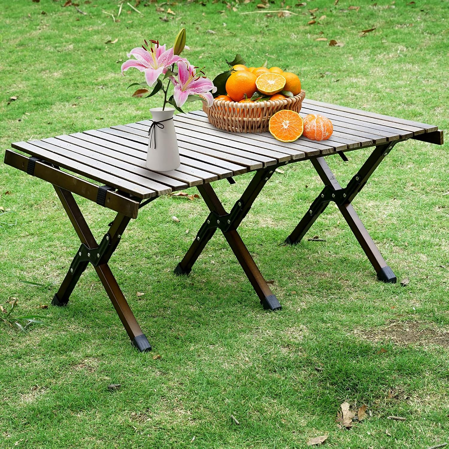 Portable Folding Wooden Camping Table with Carry Bag O176