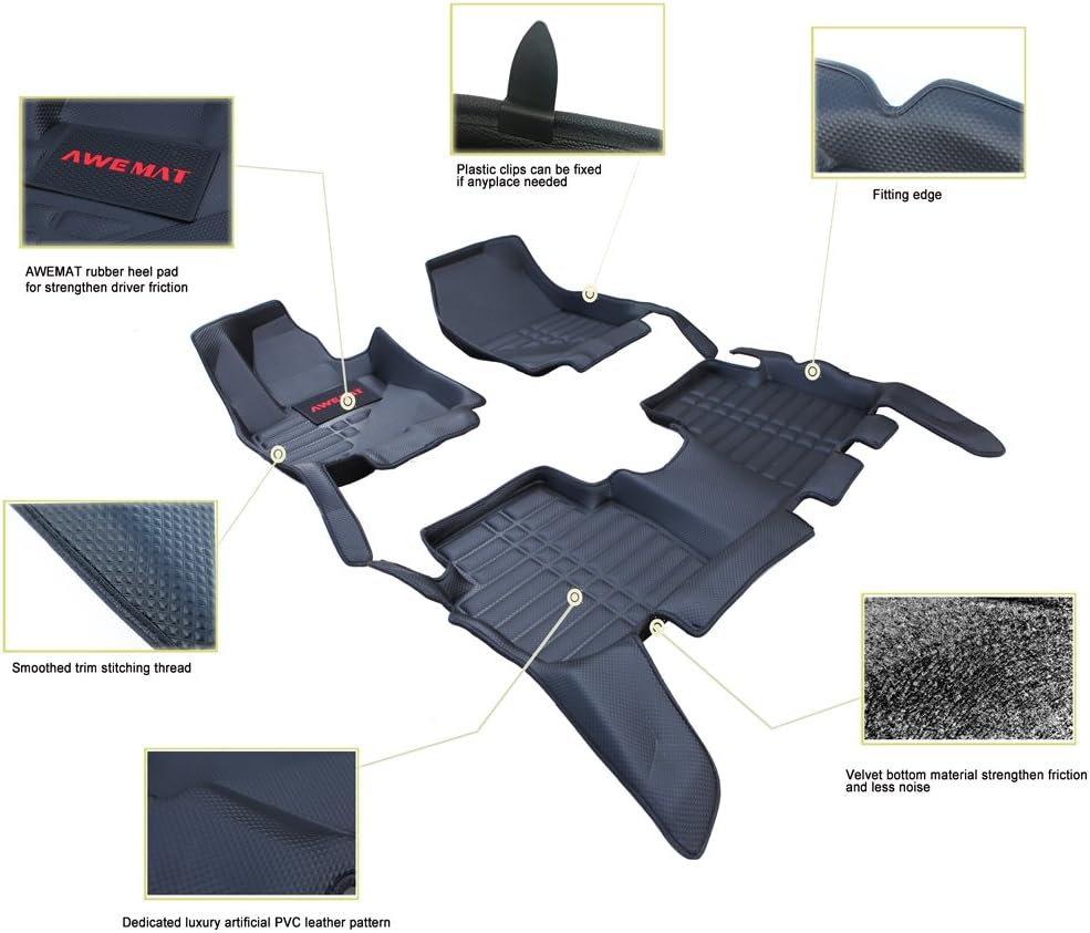 Black Waterproof Car Floor Mats for Toyota RAV4 2019-2022 D8266