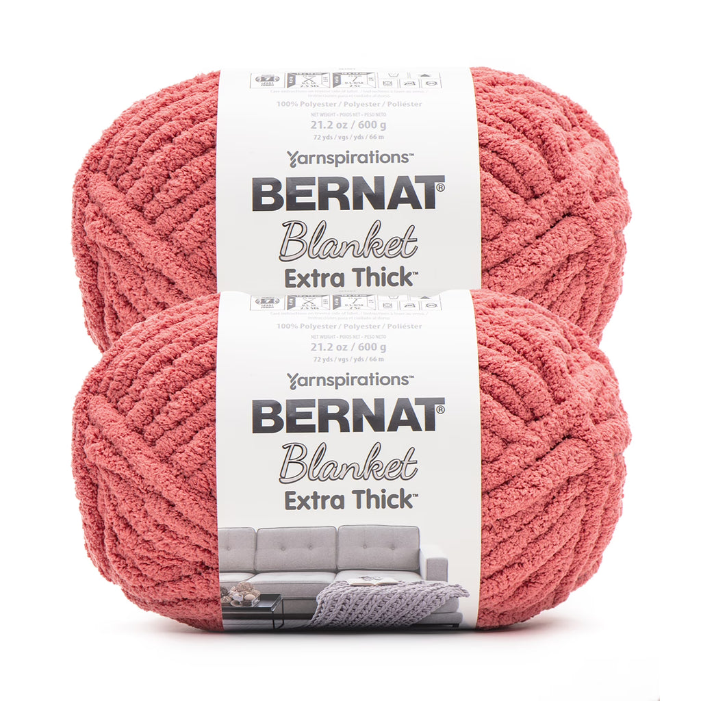 Bernat Blanket Extra Thick Jumbo Polyester Yarn, Clay, 21.2oz, 72 Yards (2 Pack) S818