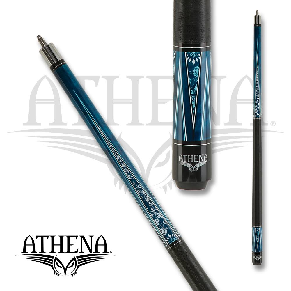 21 oz Athena Blue with White Roses Pool Cue G156622
