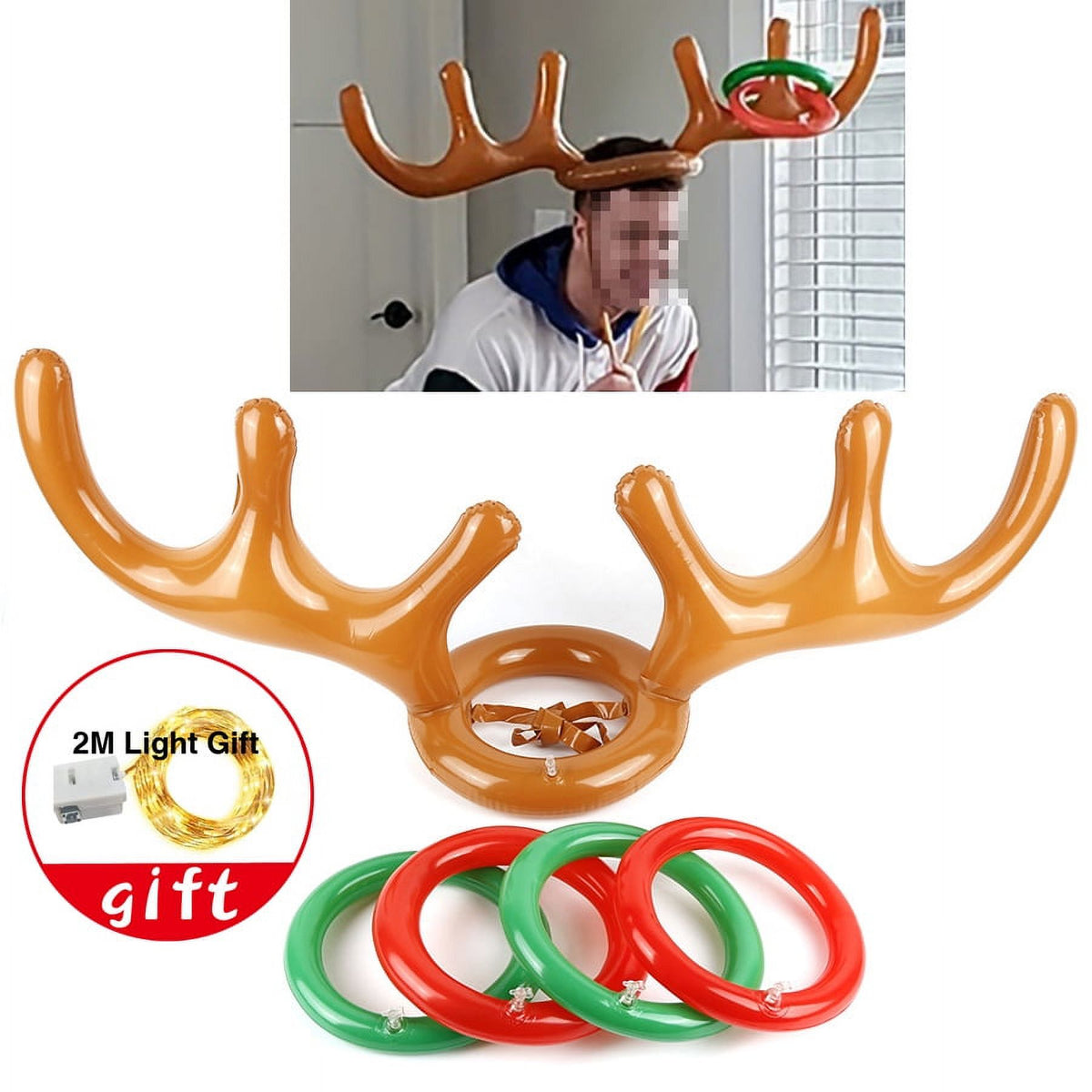 Inflatable Reindeer Antler Ring Toss Game with 4 Rings O7649