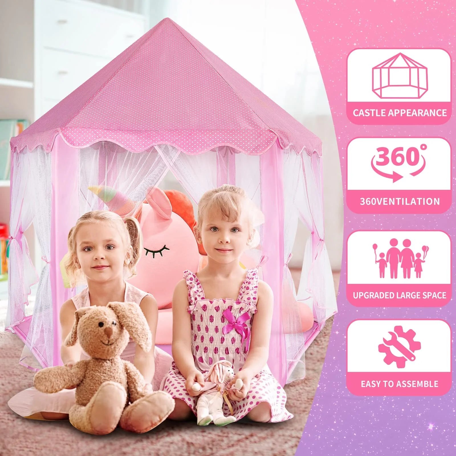 Castle Princess Tents with Lights, Kids Tents for Indoor and Outdoor Play Z181