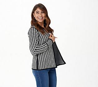 Black/Ivory Open-Front SweaterCardigan V902