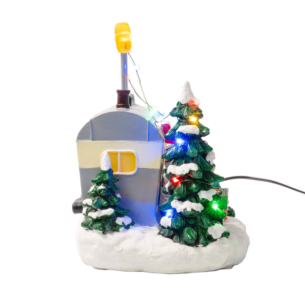 Grey Polyresin LED Christmas Camper H2972