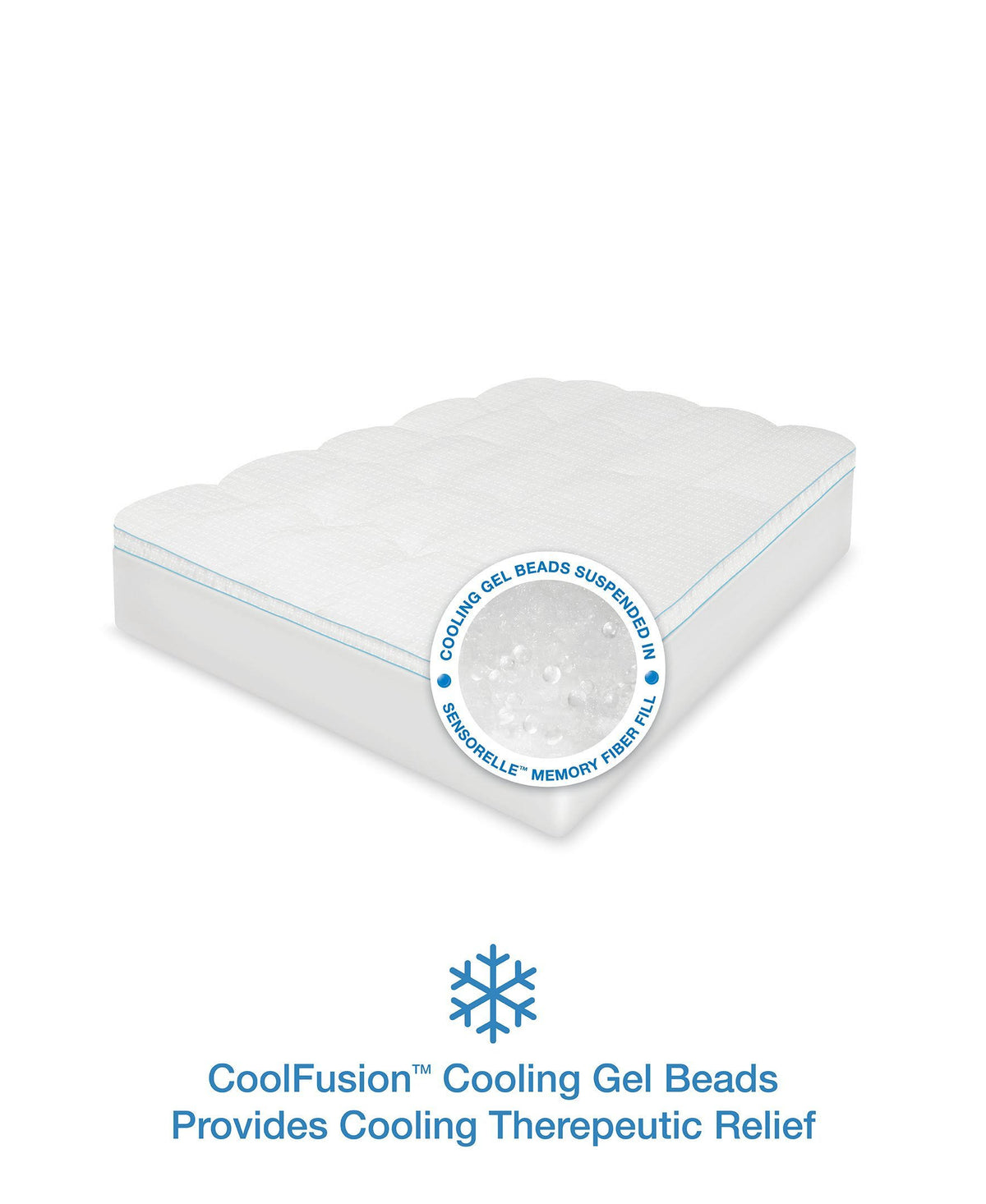 White Full Fiberbed with Cooling Gel Beads O6462