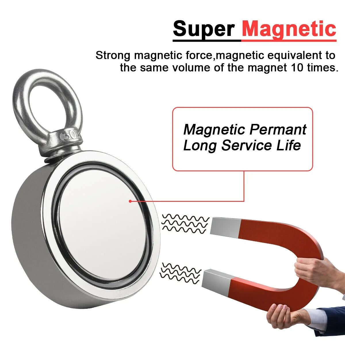 Double Side Neodymium Fishing Magnet Kit with Rope and Carabiner Z446