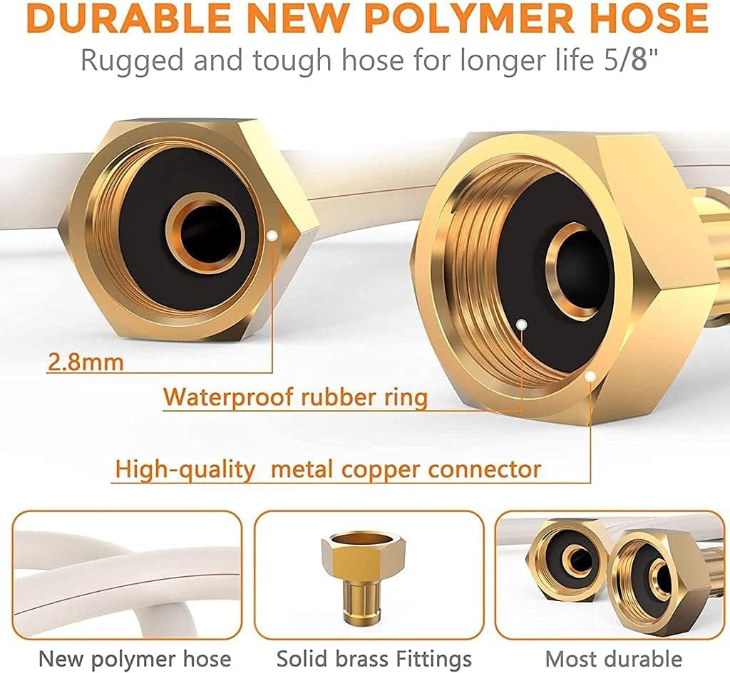 100 FT 1/2 inch Retractable Hose Reel with 8 Patterns Nozzles U951