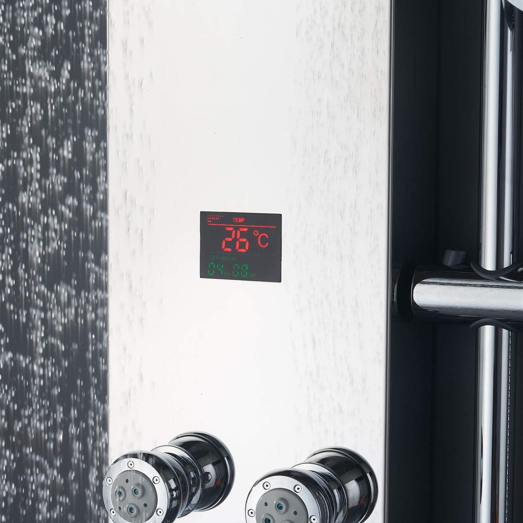 #304 Stainless Steel Shower Panel with LED Temperature Display and 6 Nozzles Q368