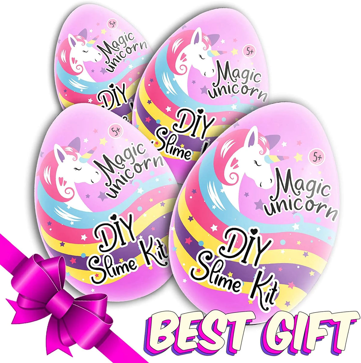 Unicorn Surprise Slime Egg Bundle 4 Pack Variety Slime Making Kit with Butter, Cloud, Glitter, Stardust Slime P8739