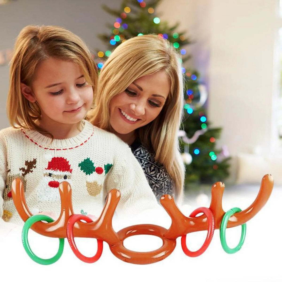 Inflatable Reindeer Antler Ring Toss Game with 4 Rings O7649