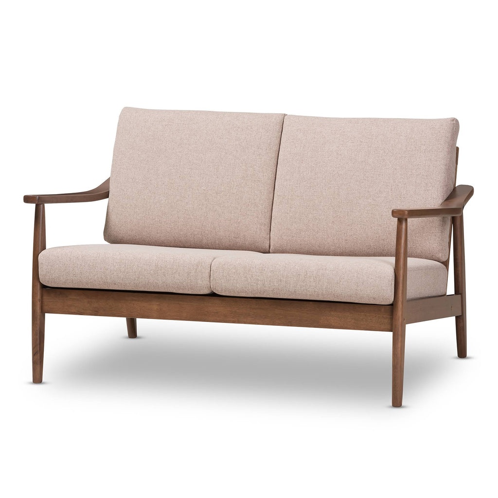 Light Brown Wood 2-Seater Loveseat O55109