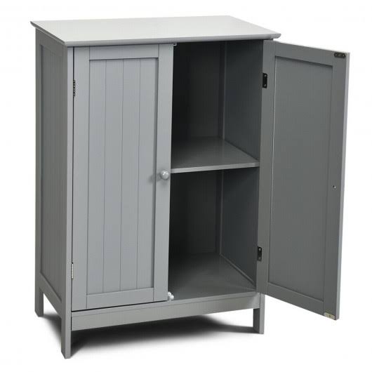 Gray Double Door Bathroom Floor Cabinet I88670