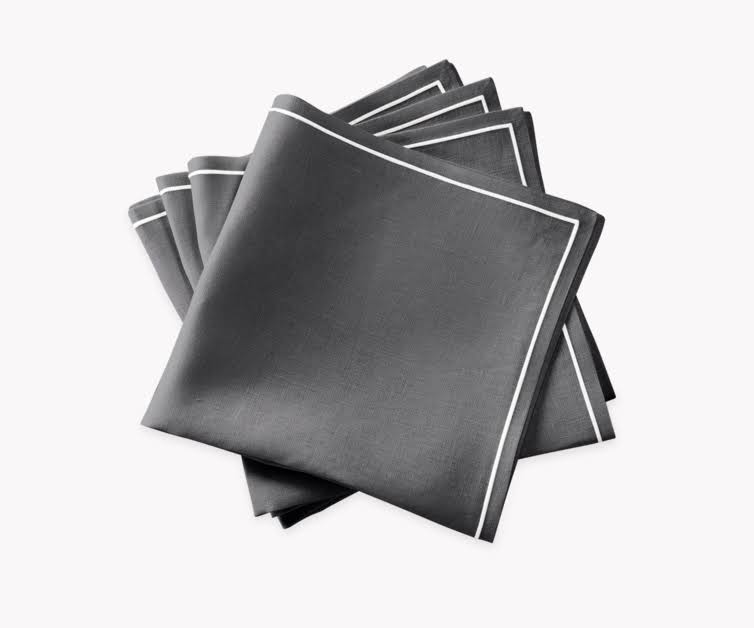Satin Stitch Napkins, Set of 4, Grey T249