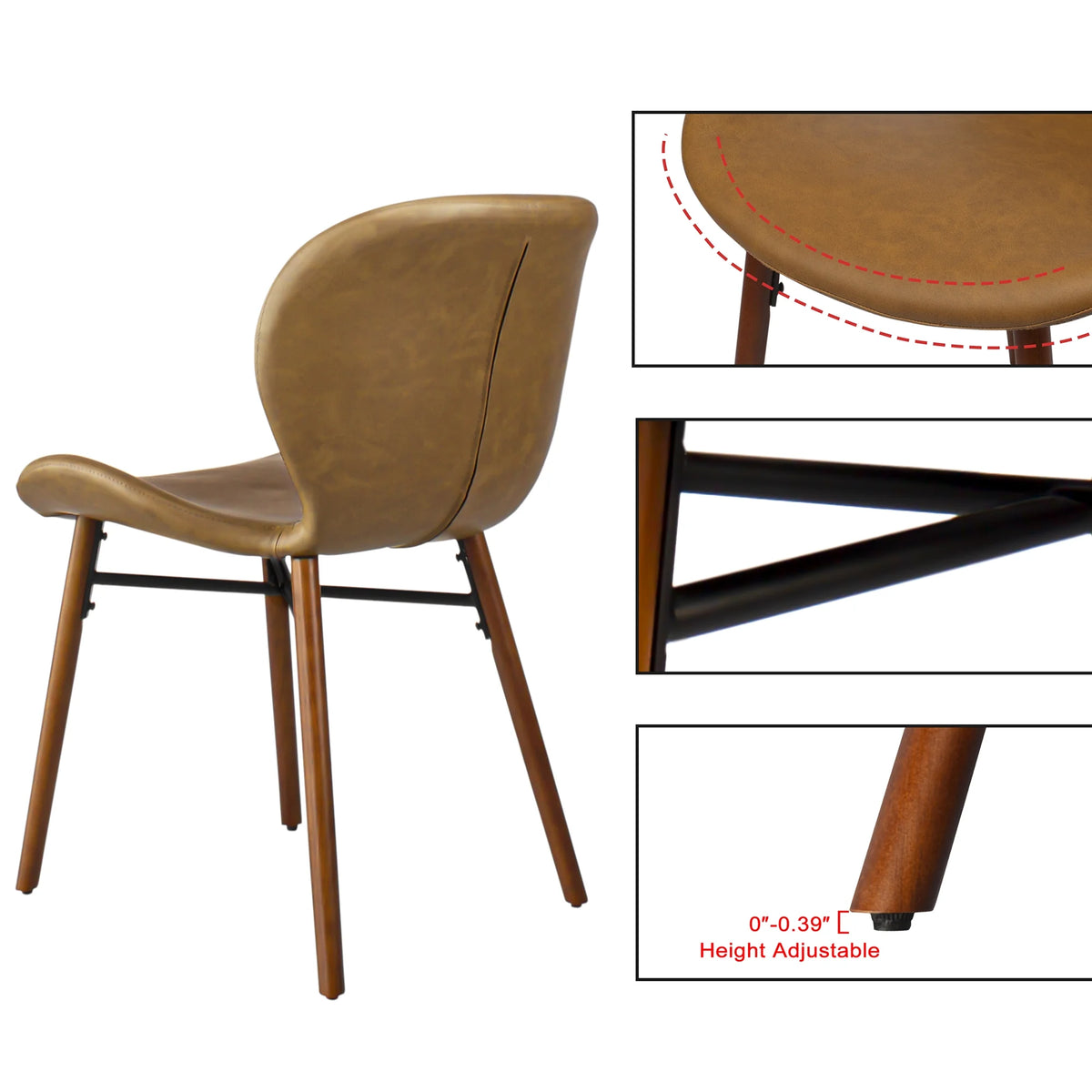 Brown Leather Dining Chairs Set of 2 P5583