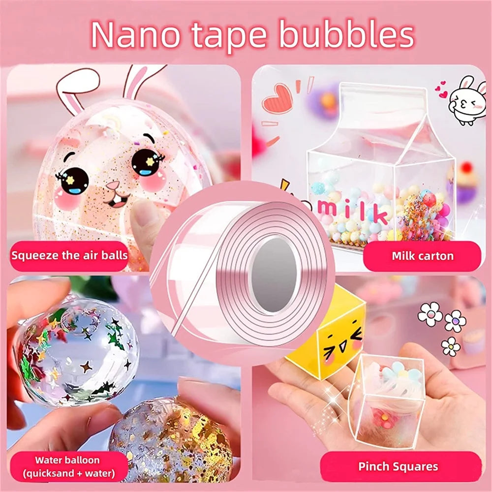 Nano Tape Blowing Bubbles Straws with DIY Sequin Stickers, Double-Sided Tape, Fidget Toy (2 Pack) X477662