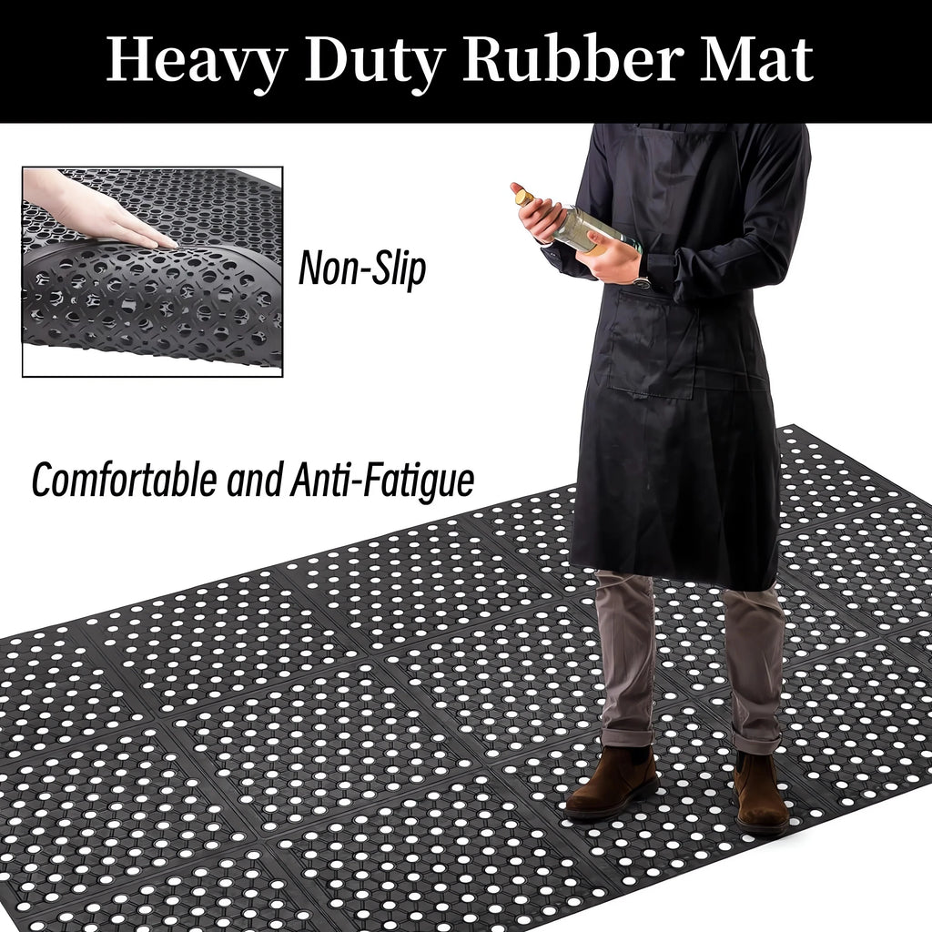 Black Non-Slip Rubber Kitchen Floor Mat H84353