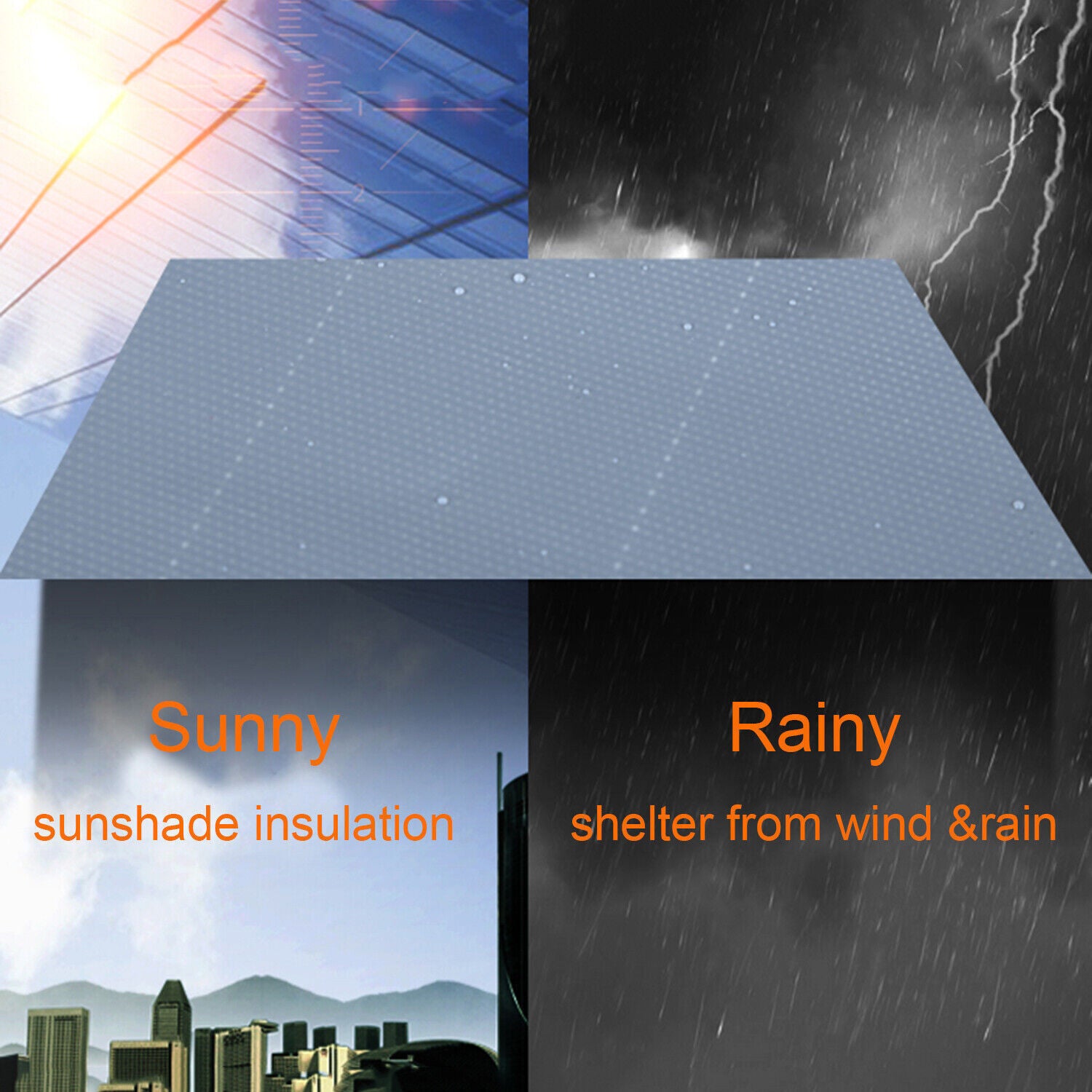 3*5 Meter Grey Waterproof PVC Tarpaulin Canopy Cover V86008