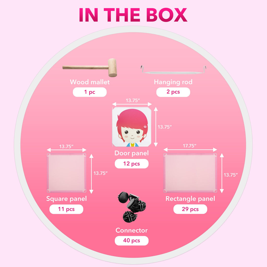 Pink Children's Portable Clothes Closet Rack with Storage Cubes Q835024