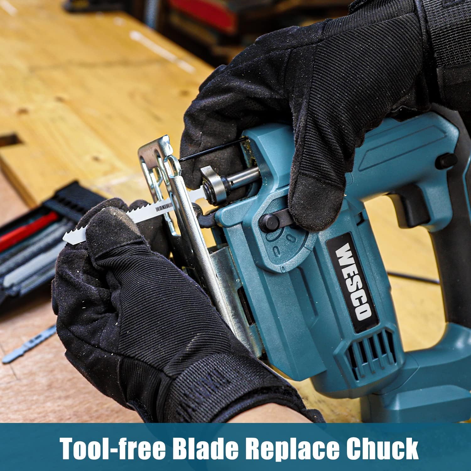 Cordless Jigsaw Tool with Battery, 2500SPM, ±45° Bevel, Adjustable Aluminum Base, LED Light, Pack of 2 Z793458