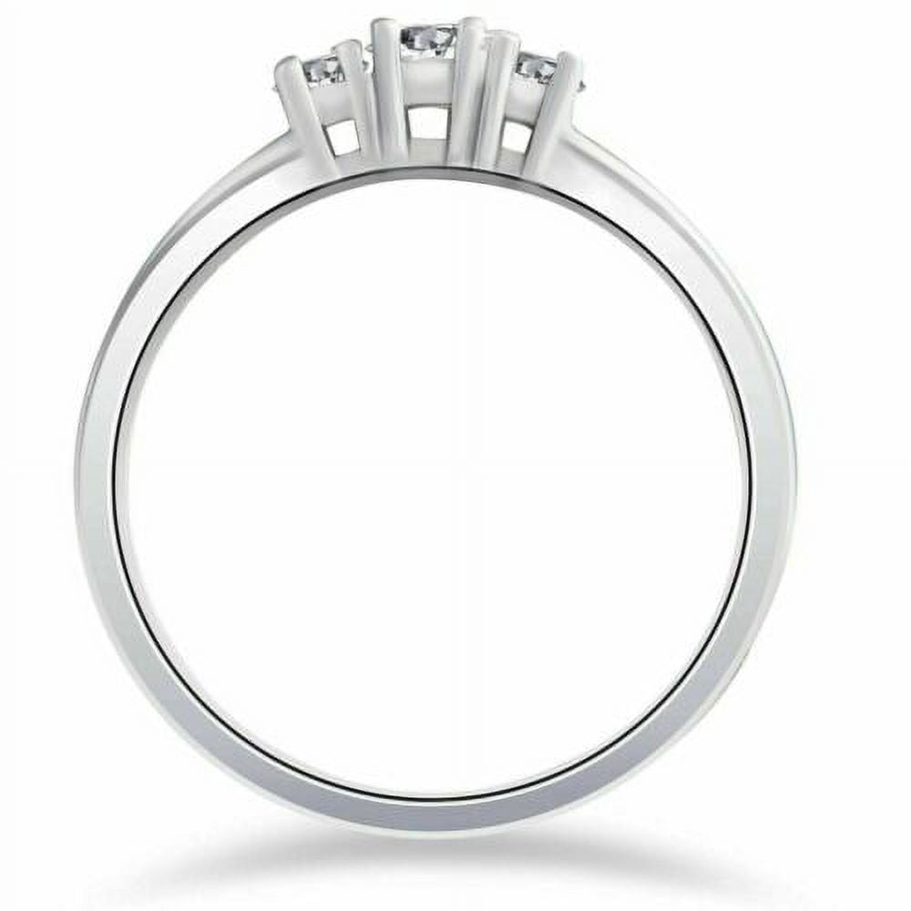 14k White Gold Three Stone Diamond Ring C789