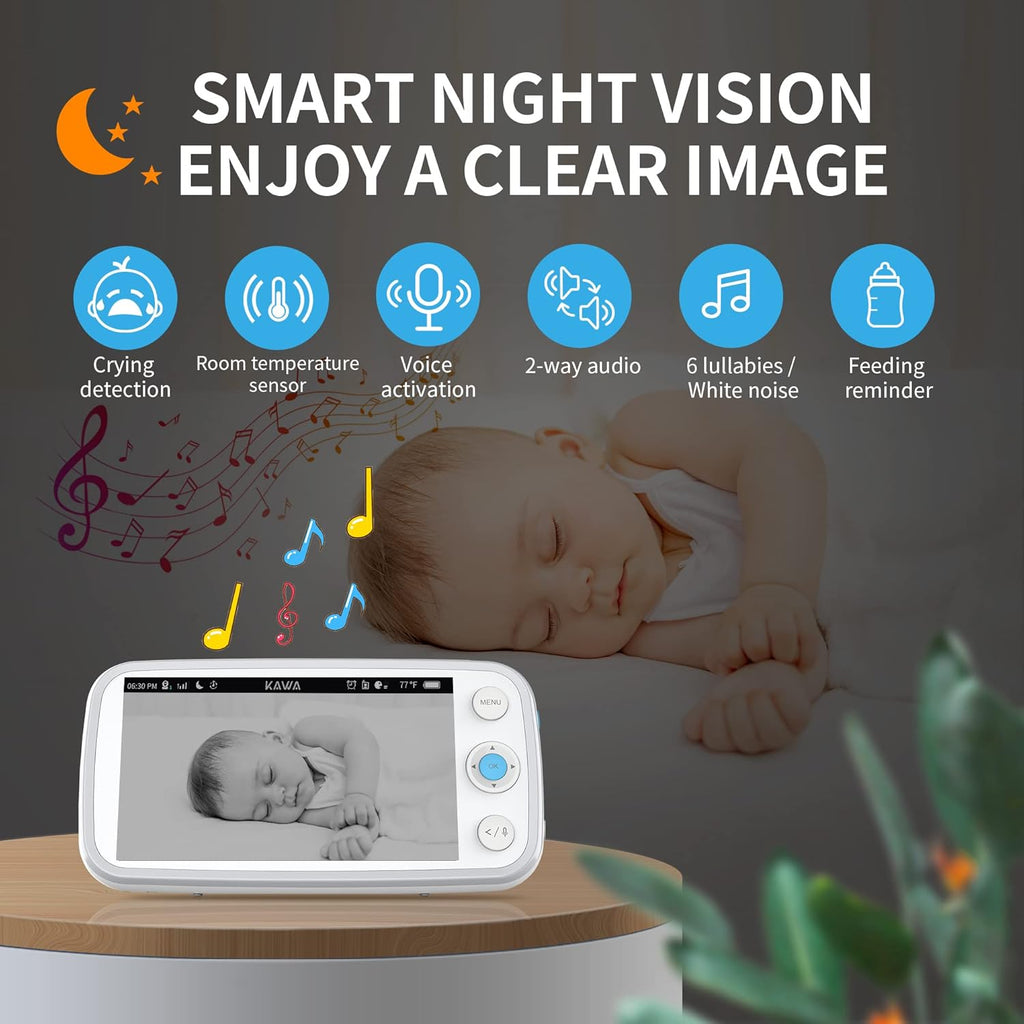 5" 720P HD Video Baby Monitor with Night Vision and 2-Way Talk I184644