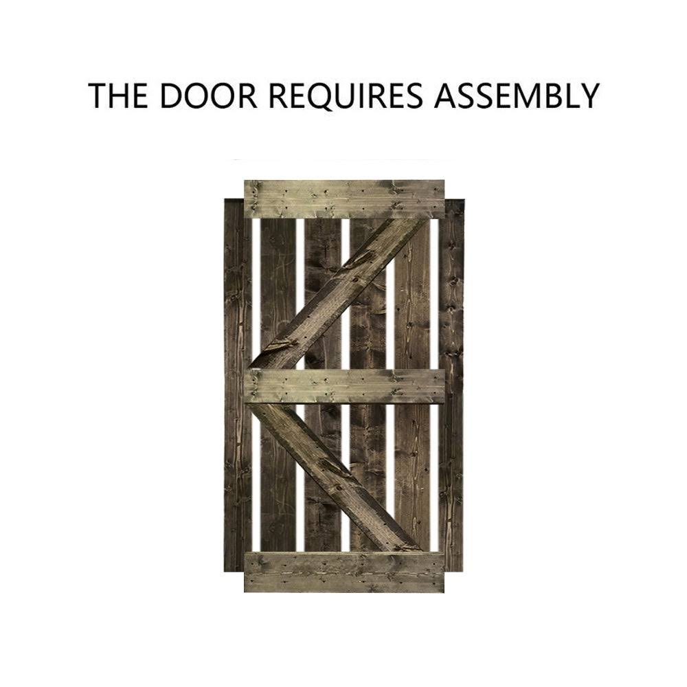 Ocean Blue Stained Wood Sliding Barn Door with Hardware Kit T463