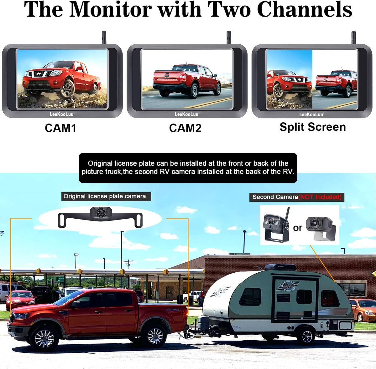 Wireless Backup Camera with 5'' Monitor Full HD 1080P Bluetooth Rear View Camera P7207