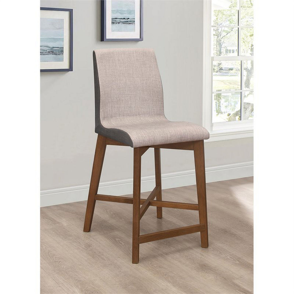Upholstered Counter Height Stool in Gray-Walnut L436