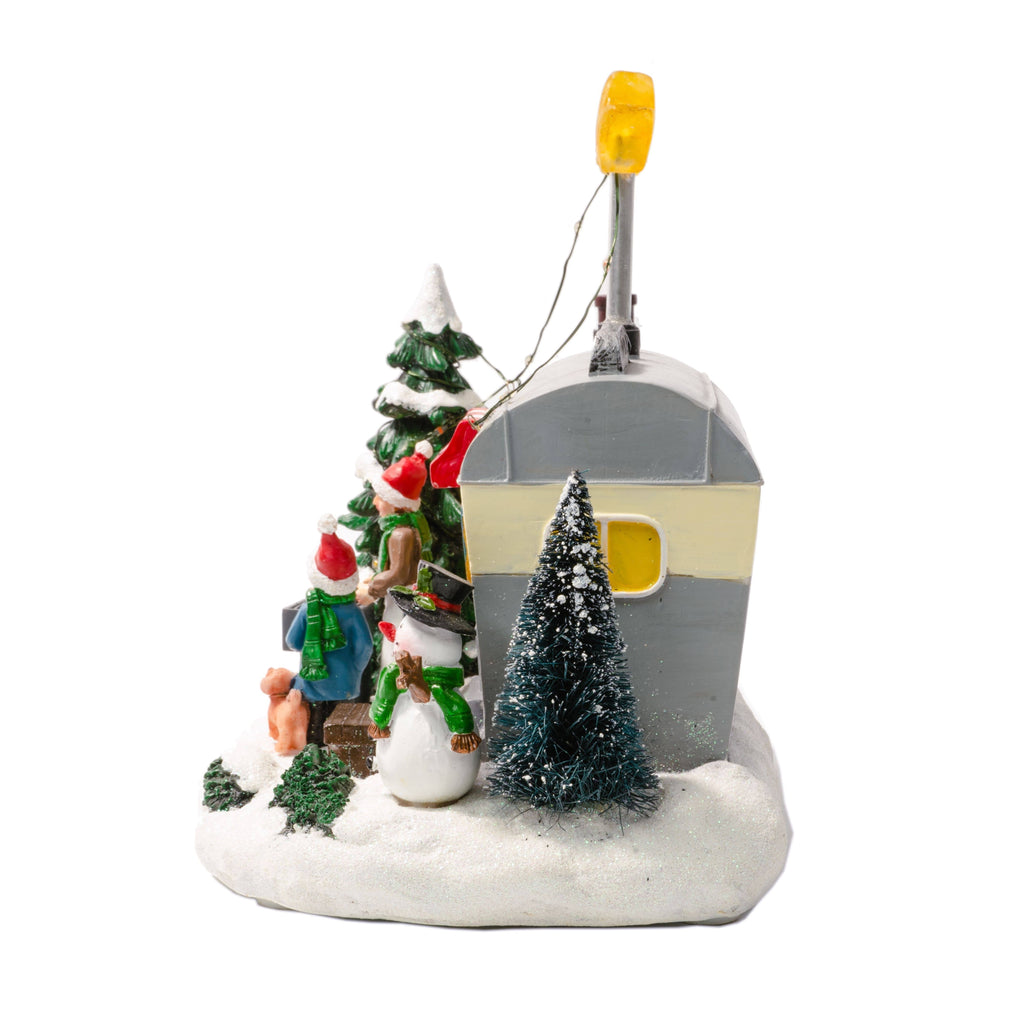 Grey Polyresin LED Christmas Camper H2972