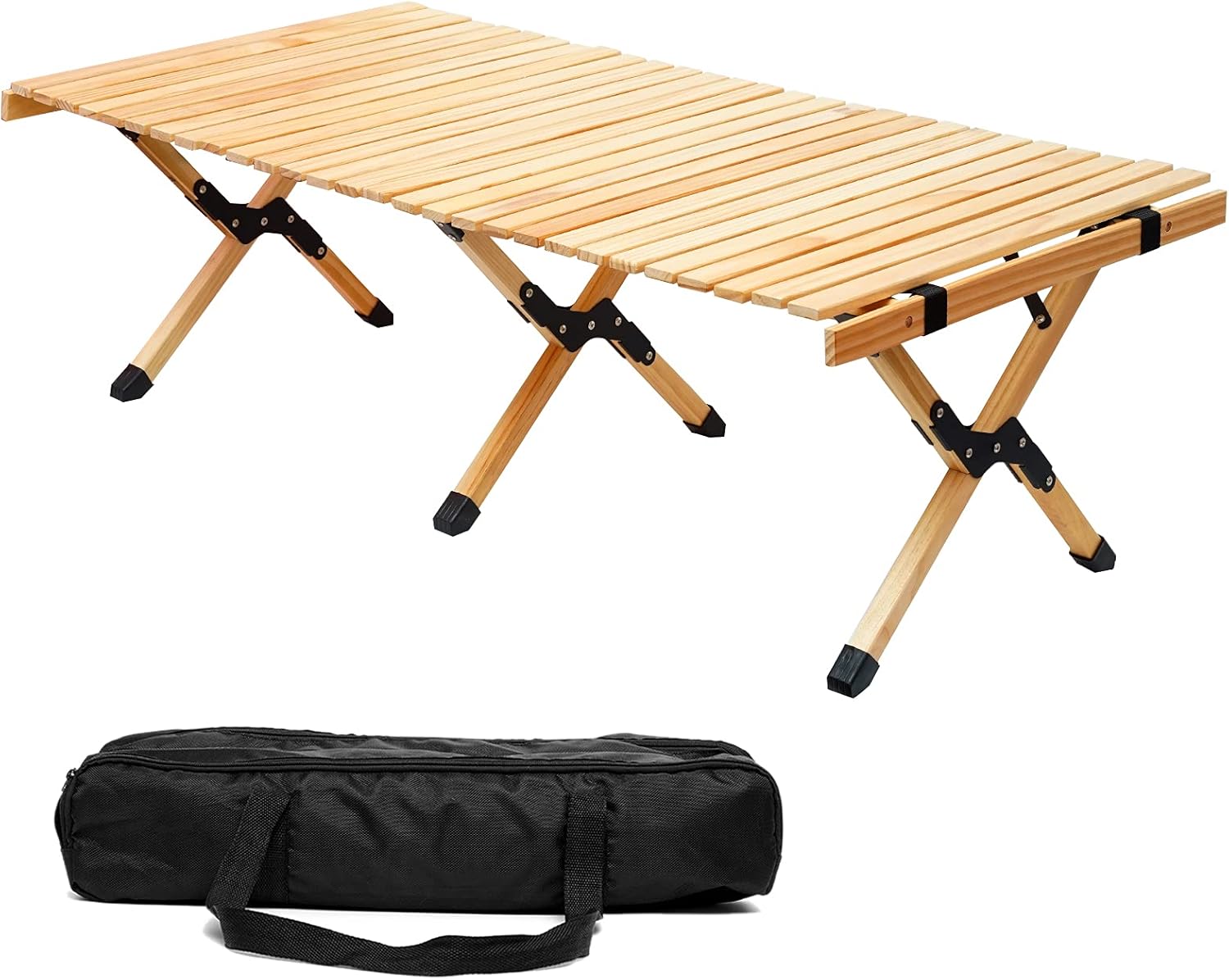 Portable Folding Wooden Camping Table with Carry Bag O176