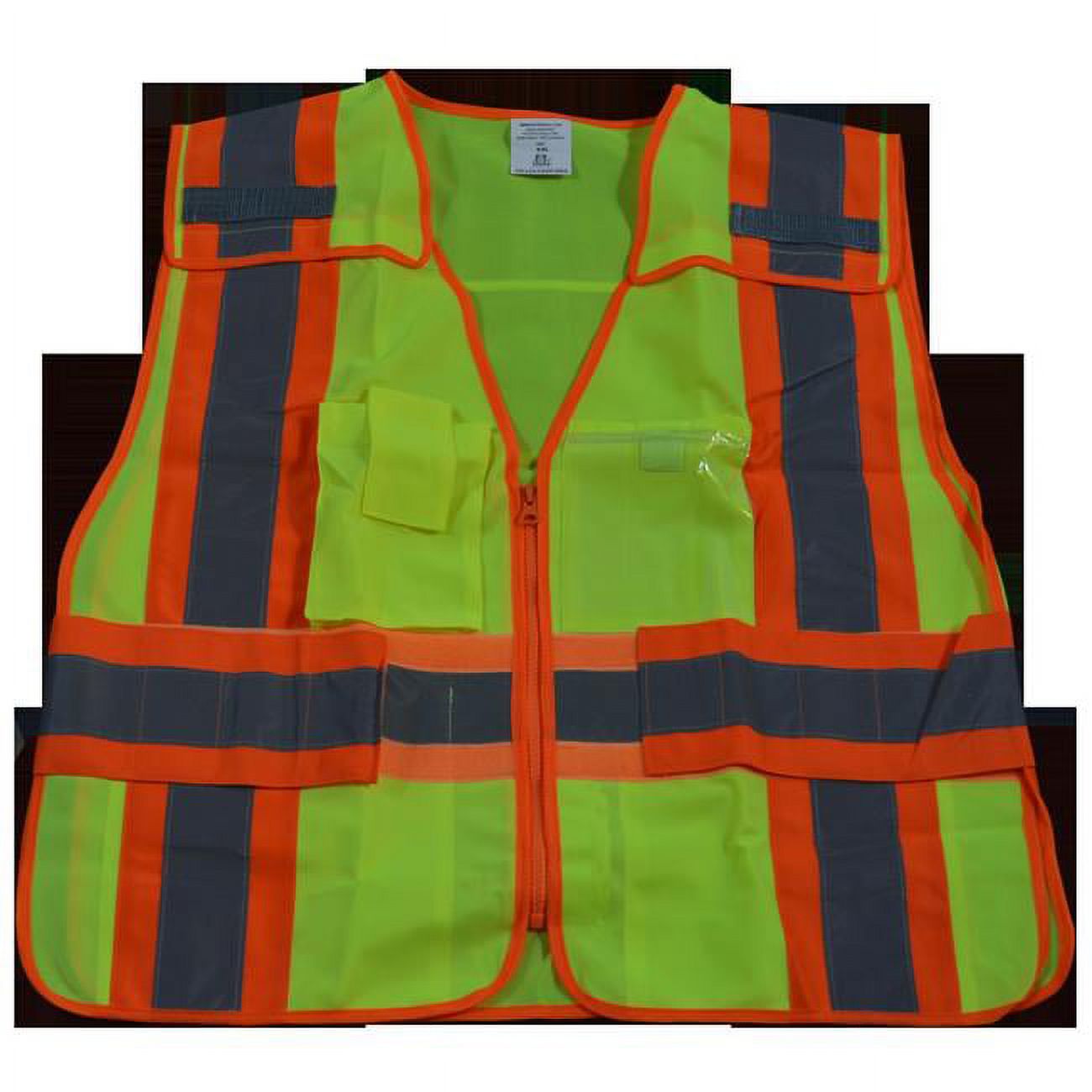 Public Safety Vest Lime Solid with Orange Binding 5 Point Breakaway D9249