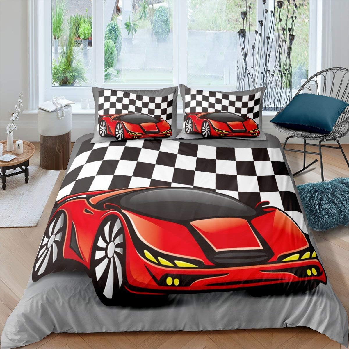 Black White Twin Size Kids Soccer Comforter Cover Bedding Set E933