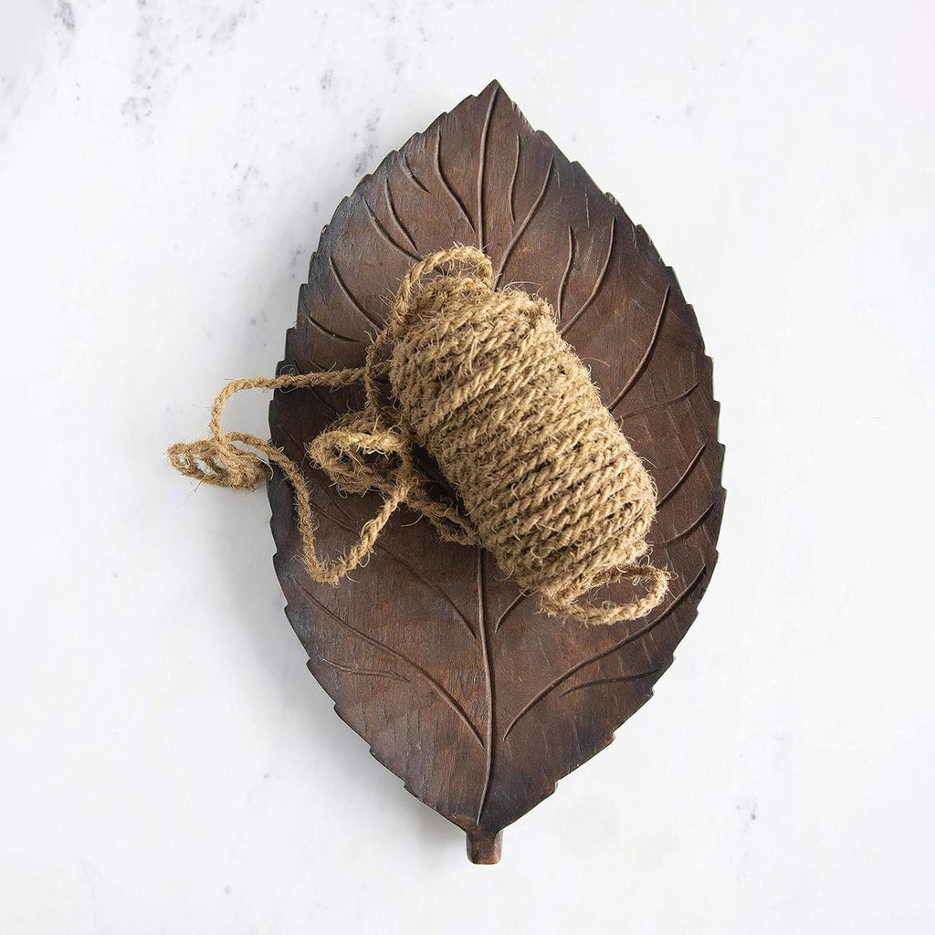 Hand-Carved Mango Wood Leaf Tray, Brown Pack of 2 K41370