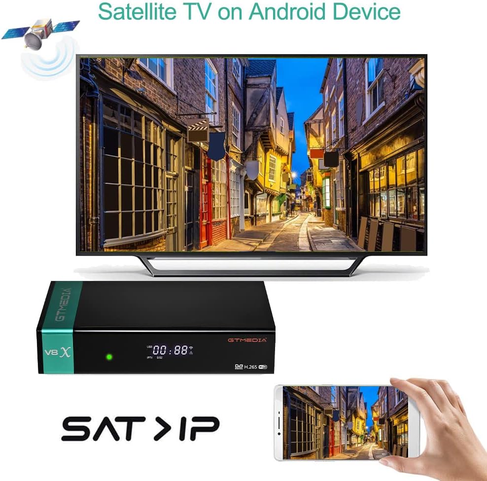 Satellite TV Receiver DVB-S/S2/S2X H.265 1080P HD FTA Digital Receiver Built-in 2.4G WiFi Pack of 2 C9548