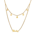 Goldtone Layered Name Necklace with Flower Charms D1965