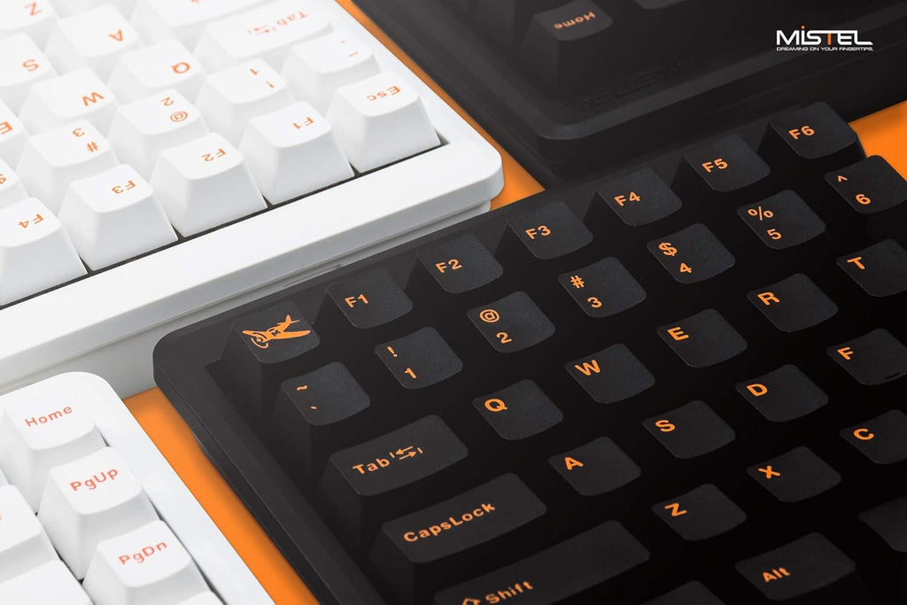 TKL Split Mechanical Keyboard with Cherry MX Blue Switch, Orange Letter PBT Double Shot Keycaps D4934
