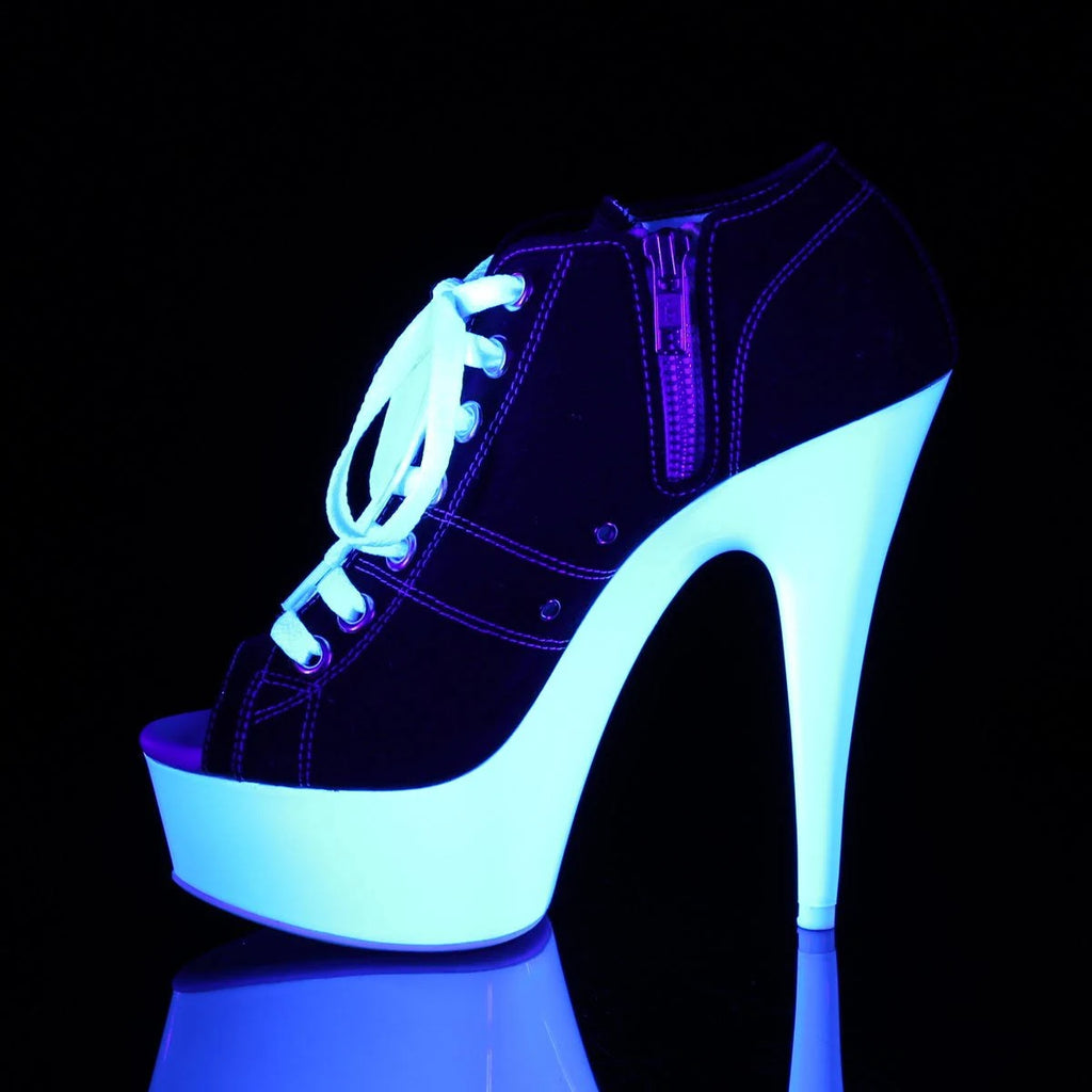 11 Black Canvas Neon White Heels X793597