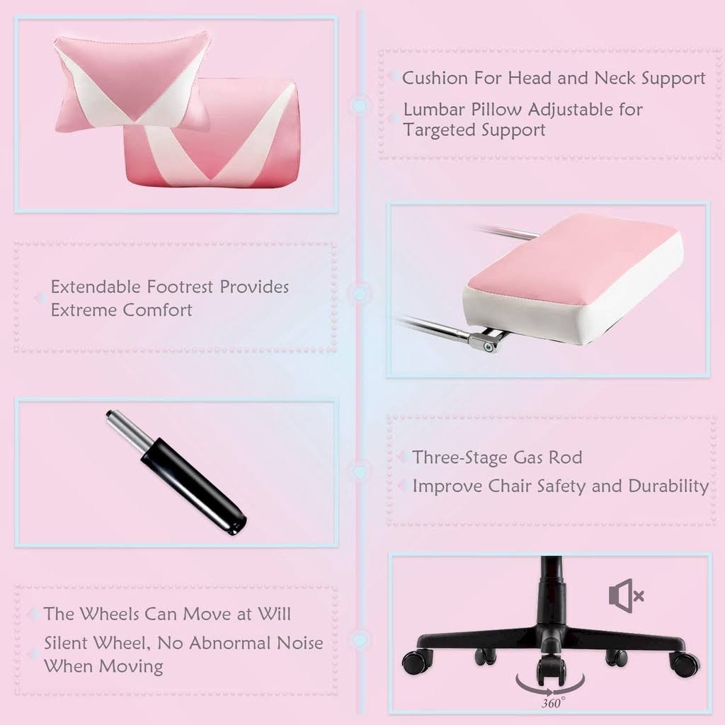 Pink Music Gaming Chair with Bluetooth Speakers D249042