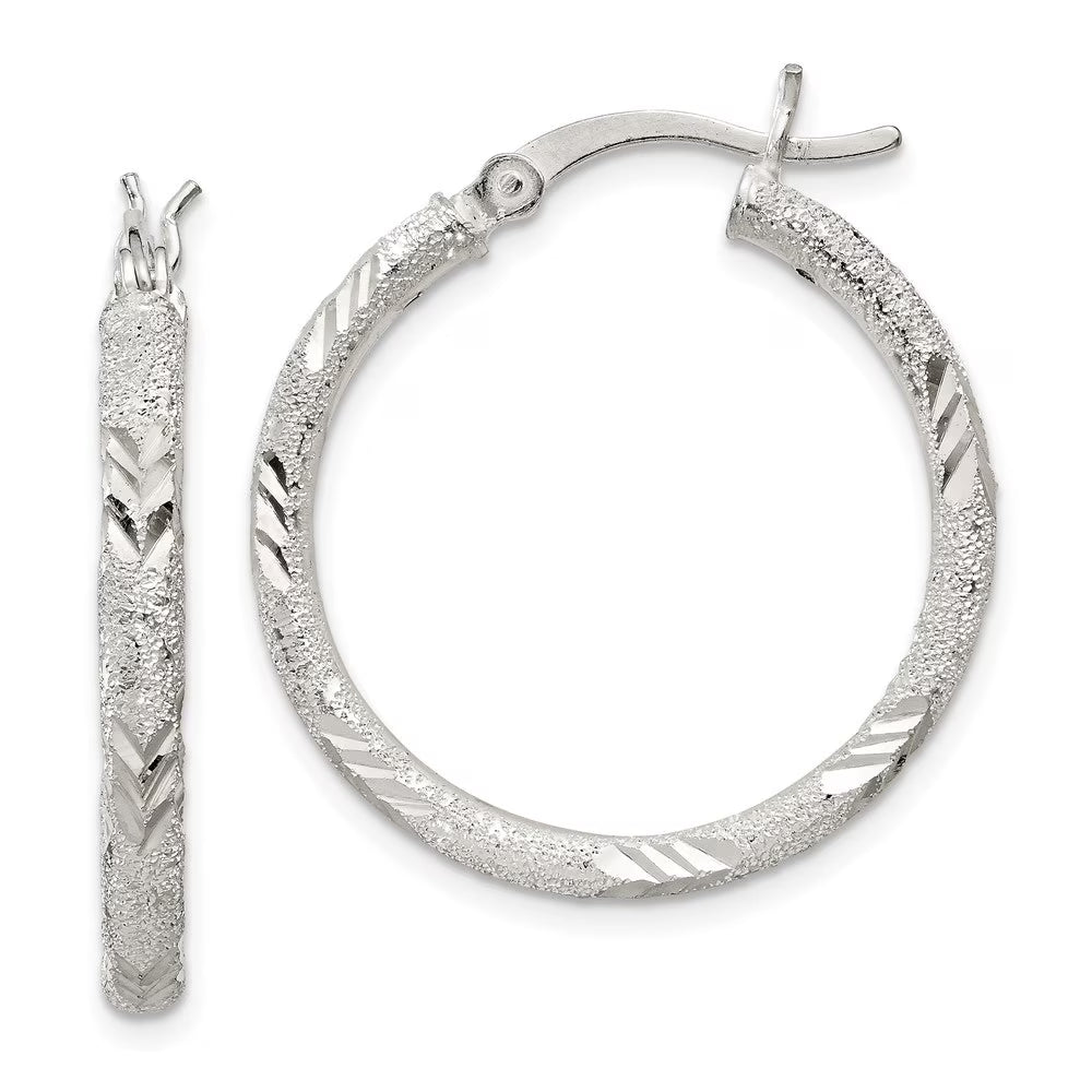 925 Sterling Silver Hinged Hoop Earrings L9712